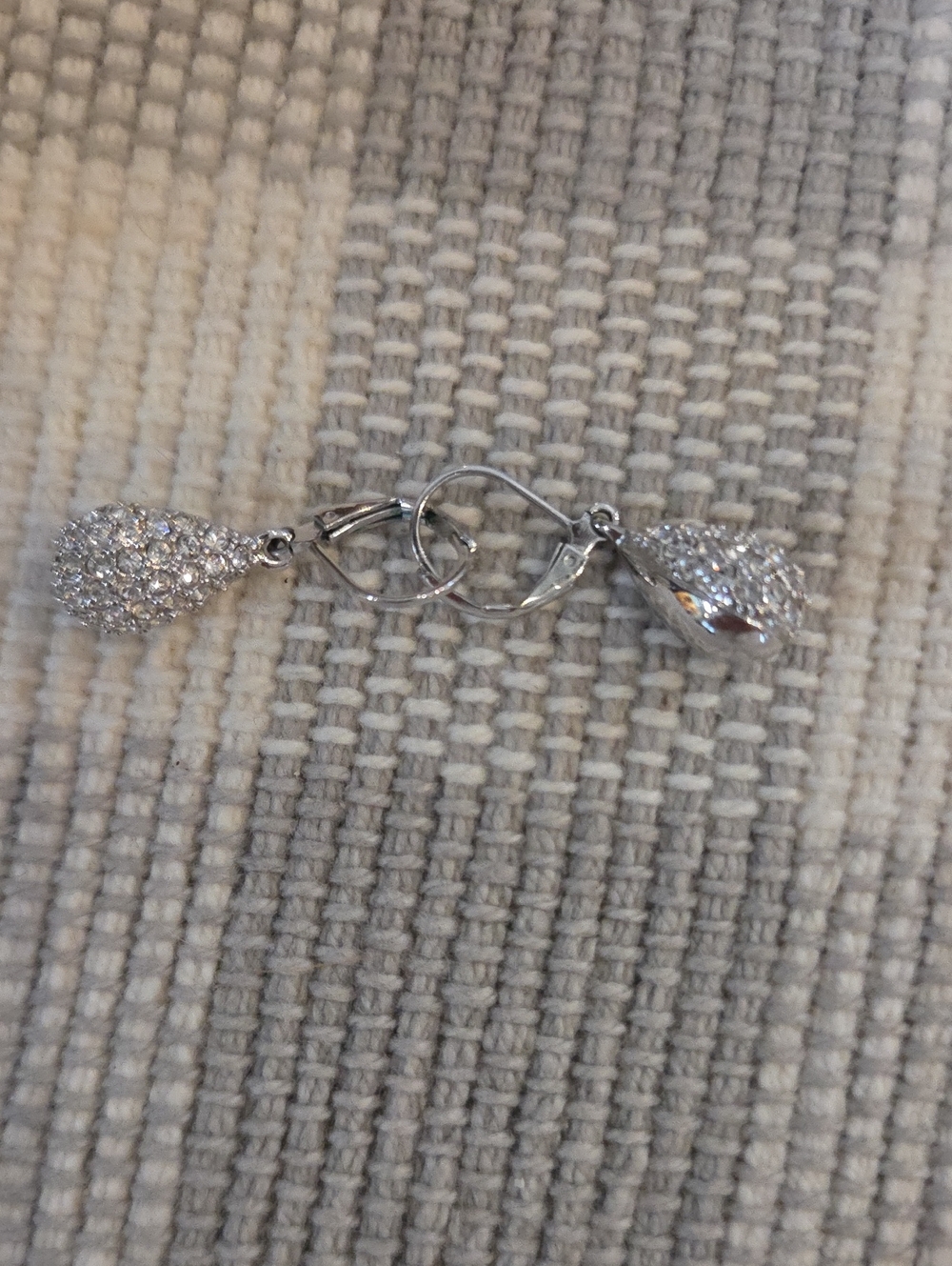 Touchstone Crystal Silver Pave Teardrop Dangle Earrings